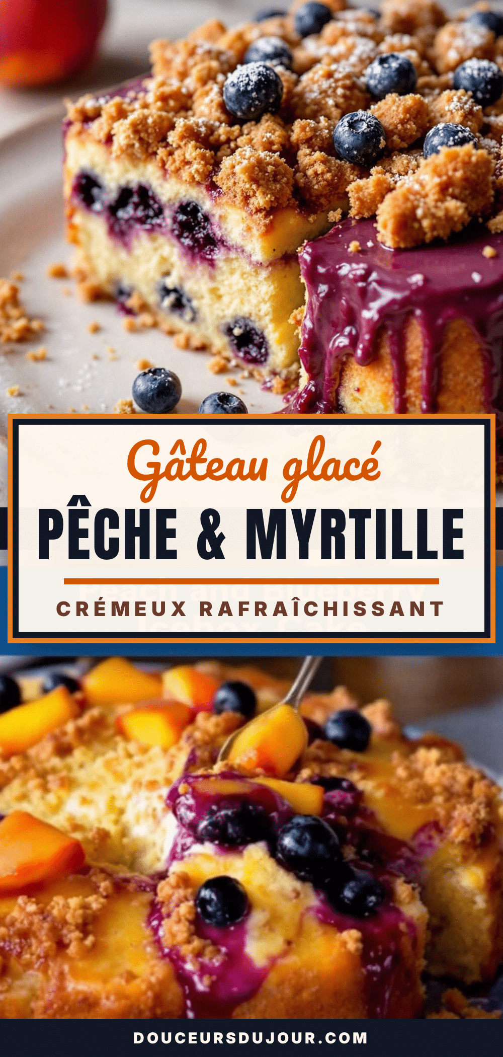 gâteau glacé pêche et myrtille recipe