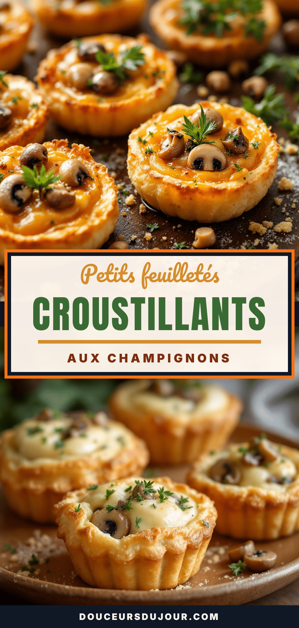 petits feuilletés aux champignons et fines herbes recipe