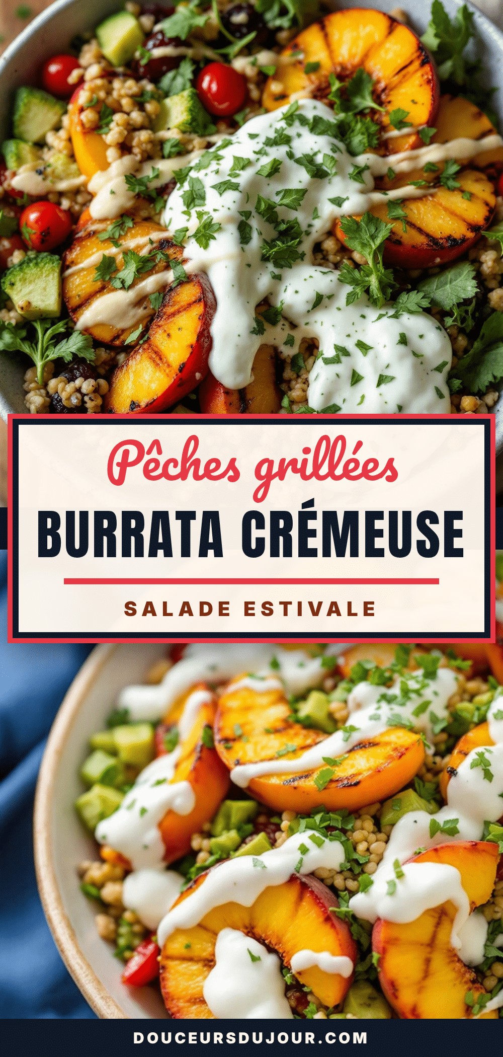 Salade de pêches grillées burrata balsamique recipe