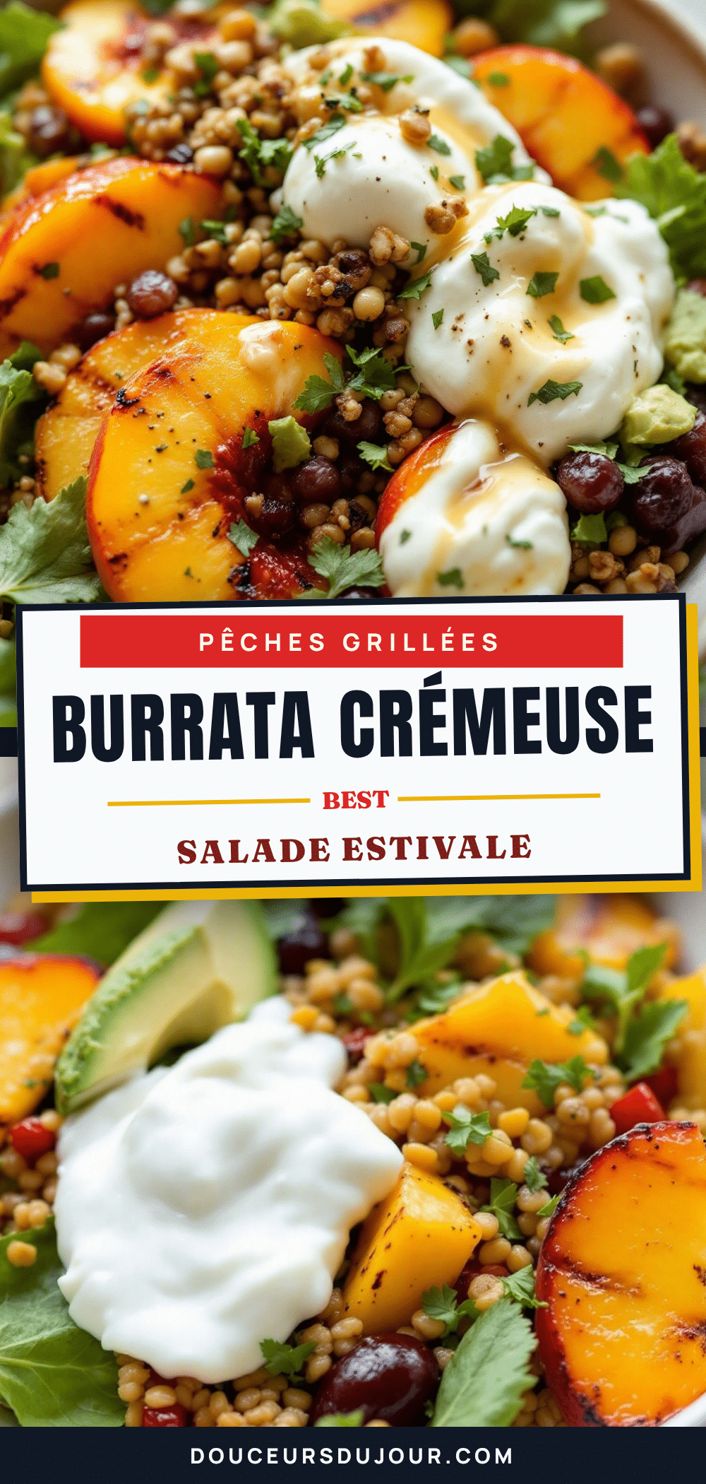 Salade de pêches grillées et burrata crémeuse facile recipe