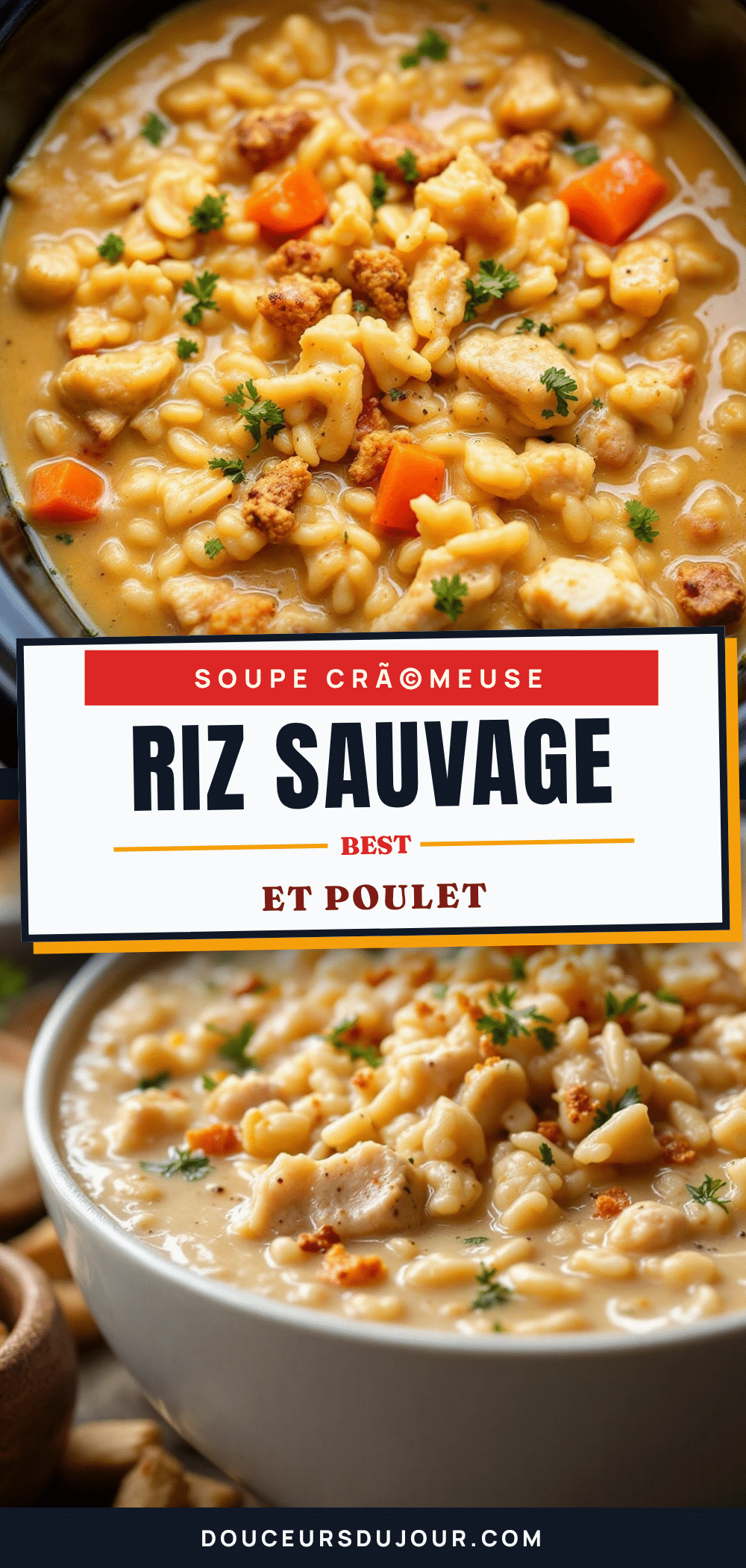 soupe crémeuse au riz sauvage et poulet à la mijoteuse recipe