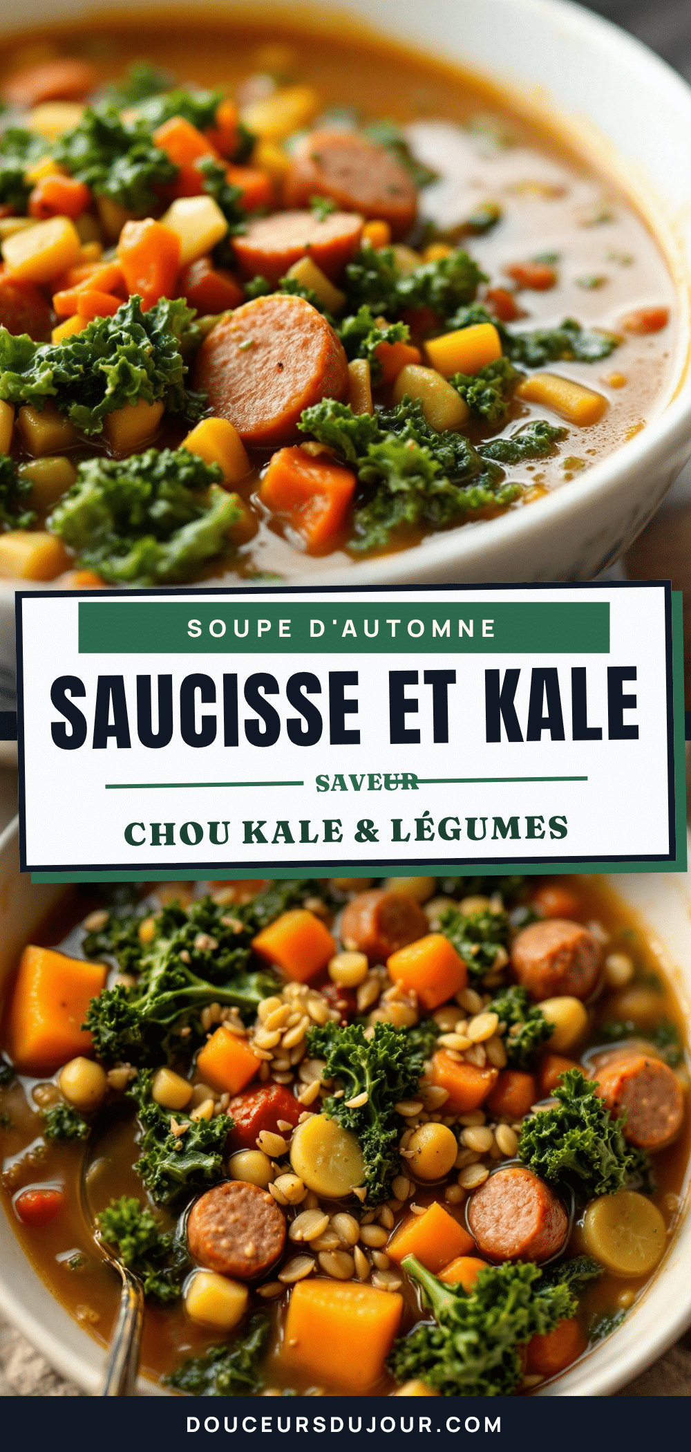 Soupe d’automne réconfortante saucisse et chou kale facile recipe