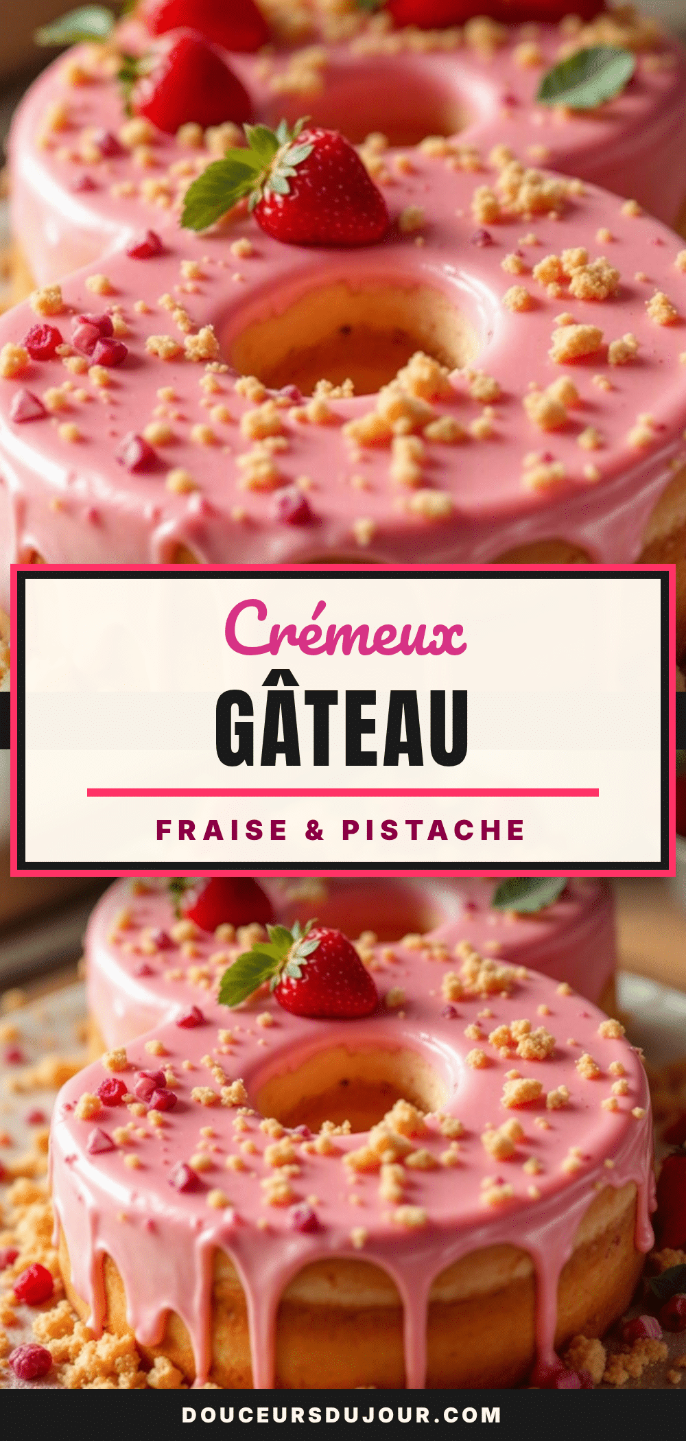 gâteau anniversaire fraise pistache crémeux recipe