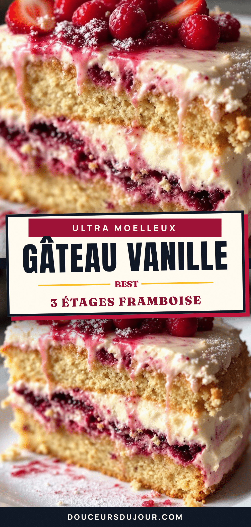 Gâteau Vanille Framboise 3 Étages recipe