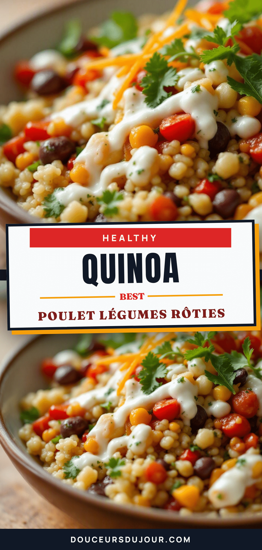 Healthy Winter Bowl Quinoa-Poulet-Légumes Rôtis recipe